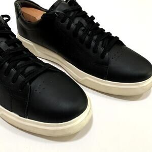 VINCE Mens Black Leather Low Top Fashion Sneakers Lace Up Comfort Shoes Size 13